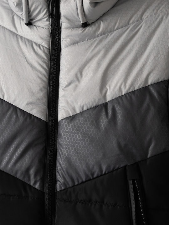 Kids Quilted Jacket with Hood Grey