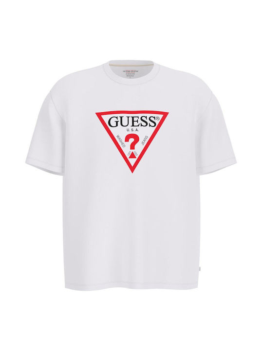 Guess Triangle Men's Short Sleeve T-shirt WHITE