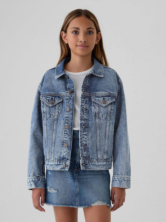 Kids' Denim Jacket Short Medium Wash Icon