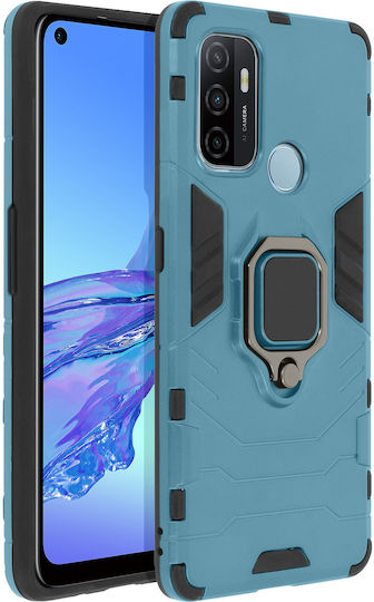 Oppo A53 A53s Hybrid Shockproof Mobile Phone Case Metallic Ring Stand Blue