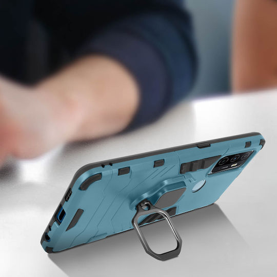 Oppo A53 A53s Hybrid Shockproof Mobile Phone Case Metallic Ring Stand Blue