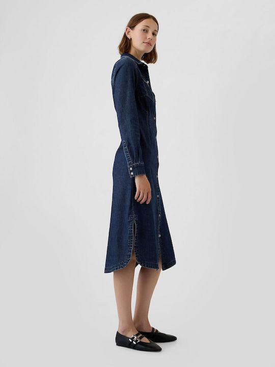 Midi Hemdkleid Kleid Dark Wash