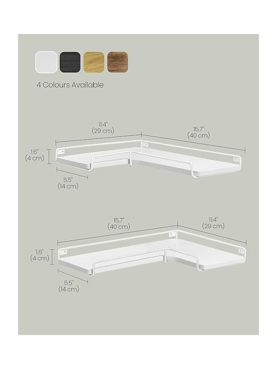 Γωνιακά Ράφια Τοίχου Λευκό (2τμχ) 27x13.97x28.96εκ.