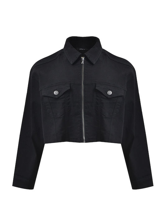 Lang Damen Jeansjacke Schwarz