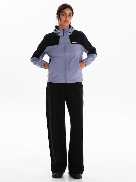 Women's Short Lifestyle Jacket for Winter with Hood Dusty Violet/black