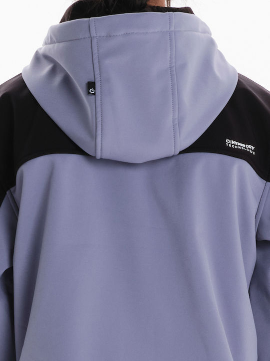 Women's Short Lifestyle Jacket for Winter with Hood Dusty Violet/black