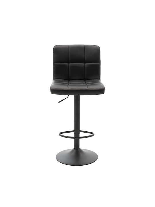 Stool Bar Remina with Back & Adjustable Height Black-Base Black 44x44x92-112cm