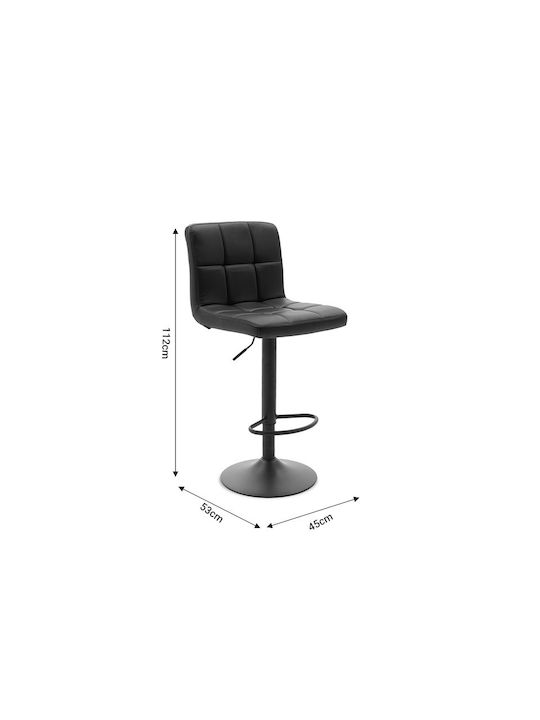 Stool Bar Remina with Back & Adjustable Height Black-Base Black 44x44x92-112cm