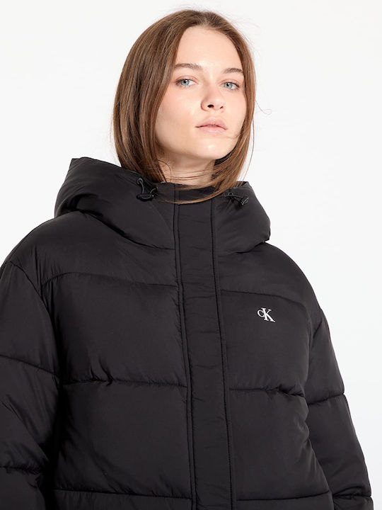 Kurz Damen Puffer Jacke für Winter Black