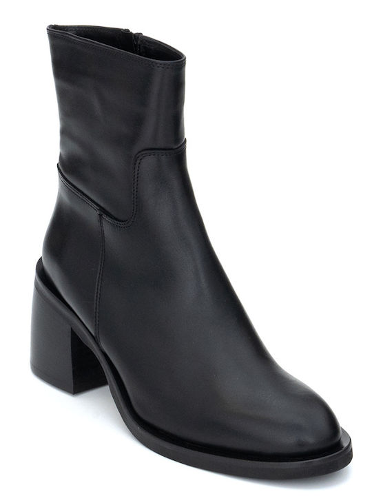 Philippe Lang Leather Women's Ankle Boots with High Heel Black