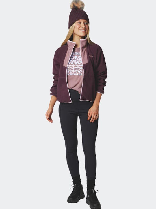 Women's Cardigan with Zipper Bordeaux