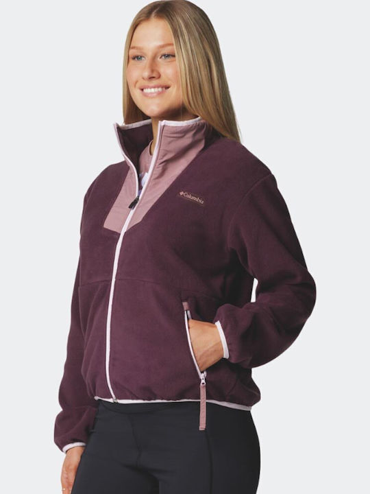 Women's Cardigan with Zipper Bordeaux