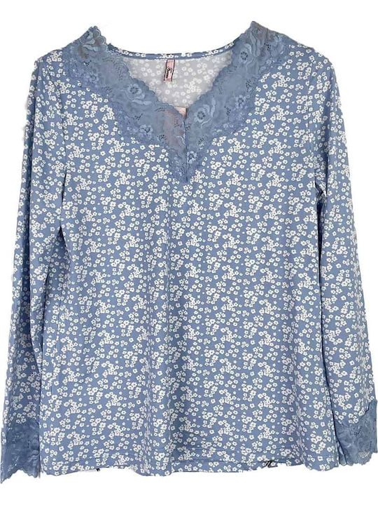 Fuanna Winter Women's Pyjama Set Light Blue