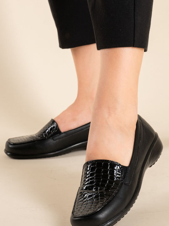 Confort Slip-On Textură Crocodil Lăcuită Partea Superioară 431.1812-l Negru