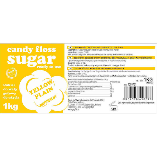Yellow Natural Flavor Cotton Candy Sugar 1kg