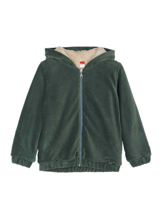 Kids Cardigan Fur with Hood Bay Leaf Mint