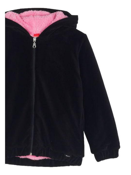 Kinderstrickjacke Pelz mit Kapuze Kaffee