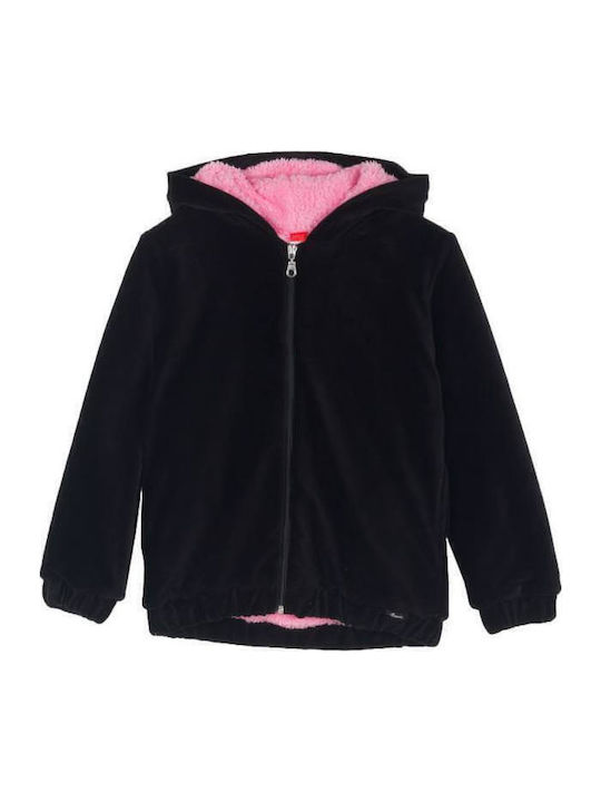 Kinderstrickjacke Pelz mit Kapuze Kaffee