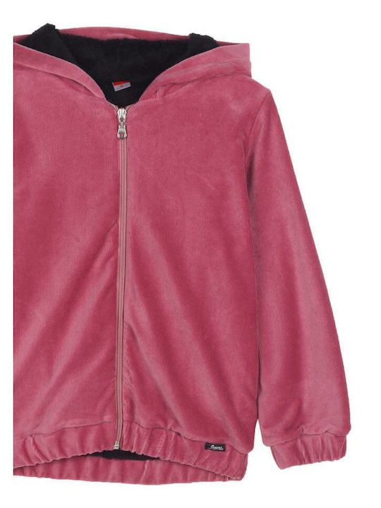 Kinderstrickjacke Pelz mit Kapuze Kaffee