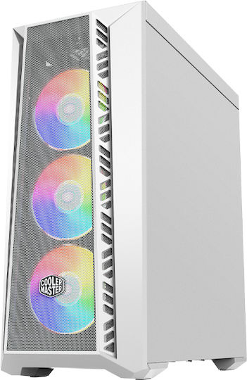 CoolerMaster MasterBox 520 Mesh ARGB Gaming Midi Tower Κουτί Υπολογιστή με Πλαϊνό Παράθυρο Λευκό