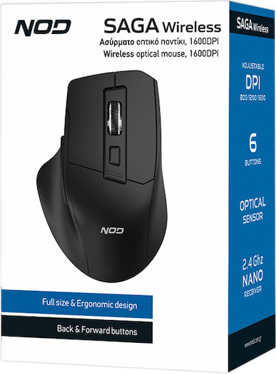 NOD 141-0239 Kabellose Ergonomische Maus Schwarz