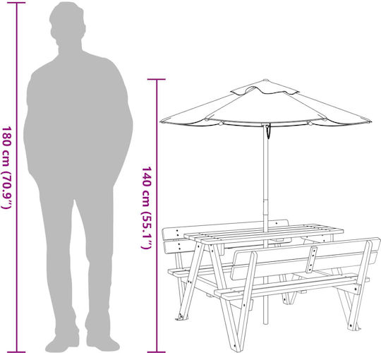 vidaXL Măsuță din Lemn 90x108x54cm. pentru 3+ Ani Maro