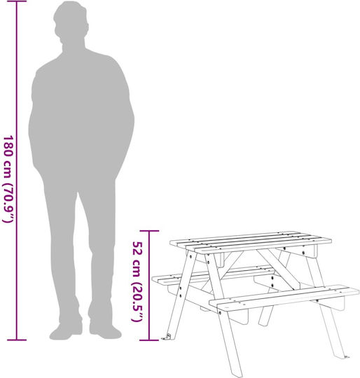 vidaXL Small Table Brown For 3+ Years