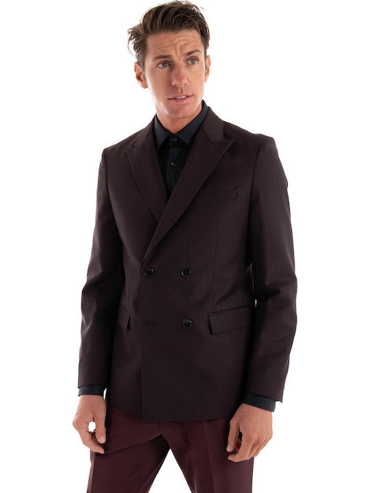 Men's Winter Suit Jacket Slim Fit Bordeaux