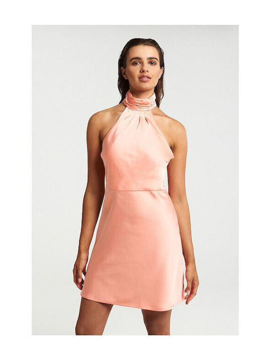 Mind Matter Mini Dress Satin Peach