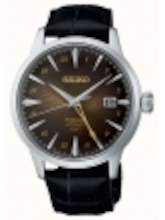 Seiko Time Ρολόι Μπαταρίας με Δερμάτινο Λουράκι