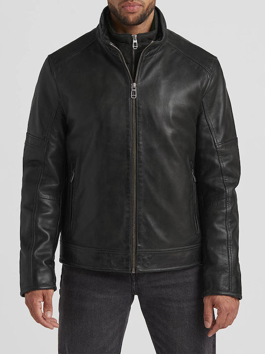 Milestone Men's Leather Biker Jacket Black