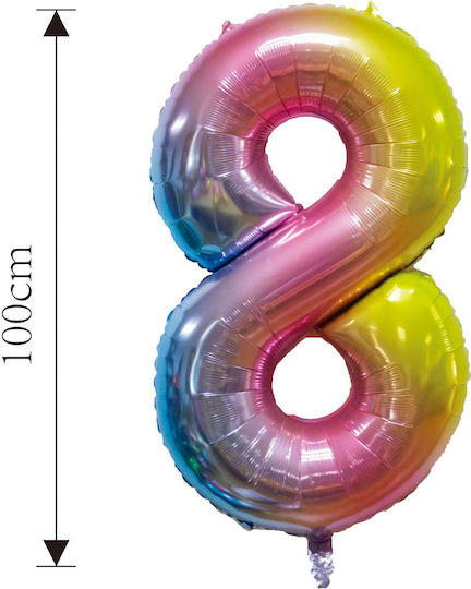 Foil Balloon Number 8 Multicolor 100cm 37641 Tpster