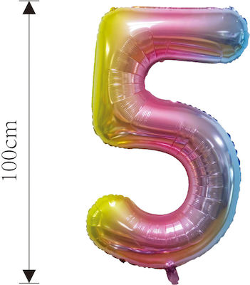 Foil Balloon Number 5 Multicolor 100cm 37638 Tpster