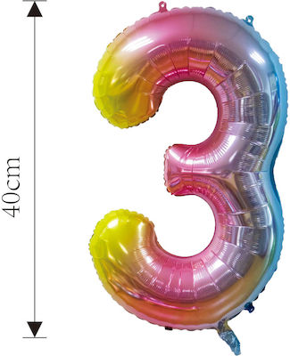 Foil Balloon Number 3 Multicolor 40cm 37566 Tpster