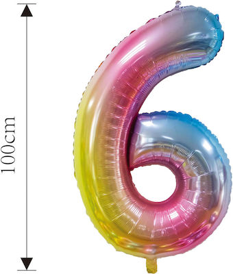 Foil Balloon Number 6 Multicolor 100cm 37639 Tpster