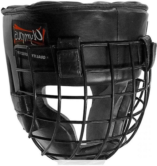 Olympus Sport Gladiator Adult Open Face Boxing Headgear Leather Black