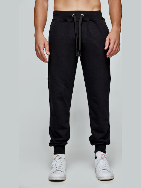 Three-strand Sweatpants with Elastic Black