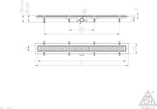 Chudej Stainless Steel Channel Floor with Length 65cm Black