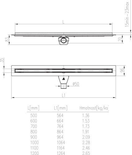 Chudej Stainless Steel Channel Floor with Length 60cm