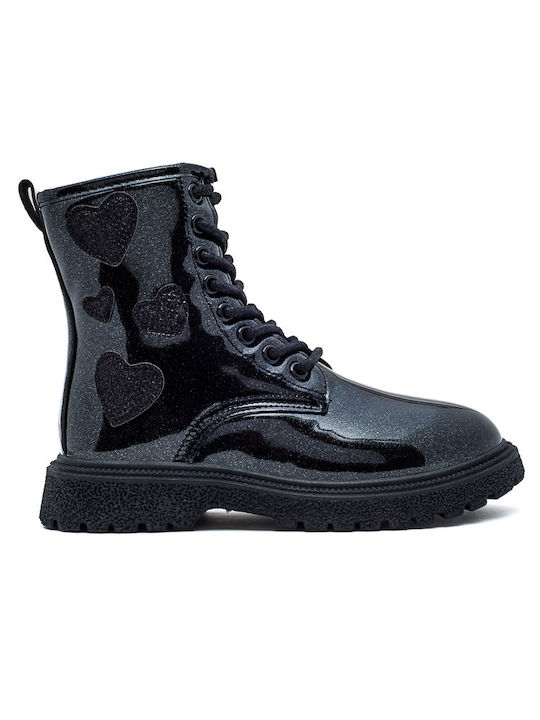 Marikelly Kids Patent Leather Boots Black