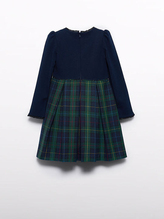 Abel & Lula Children's Dress Checked Navy Blue