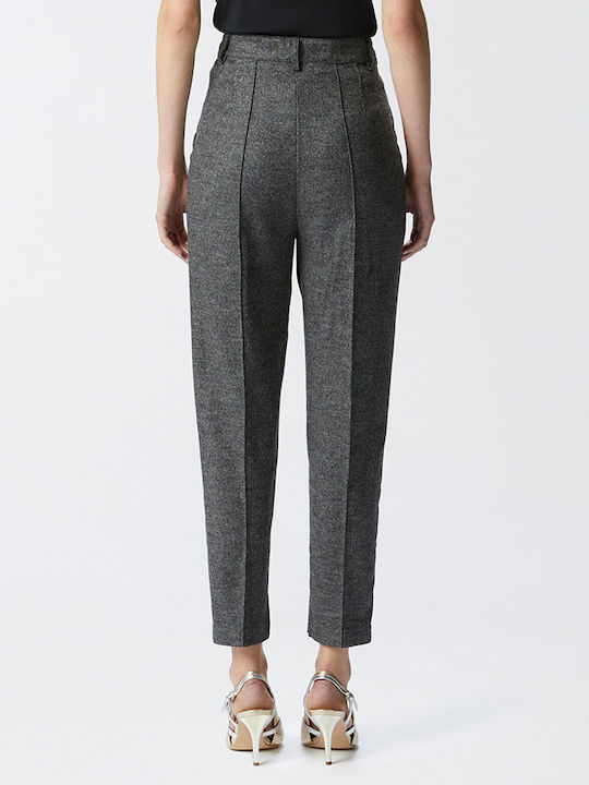 Pinko Women's High-waisted Fabric Trousers in Slim Fit Grey