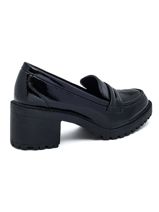 Laura Virgili Patent Leather Women's Moccasins in Black Color