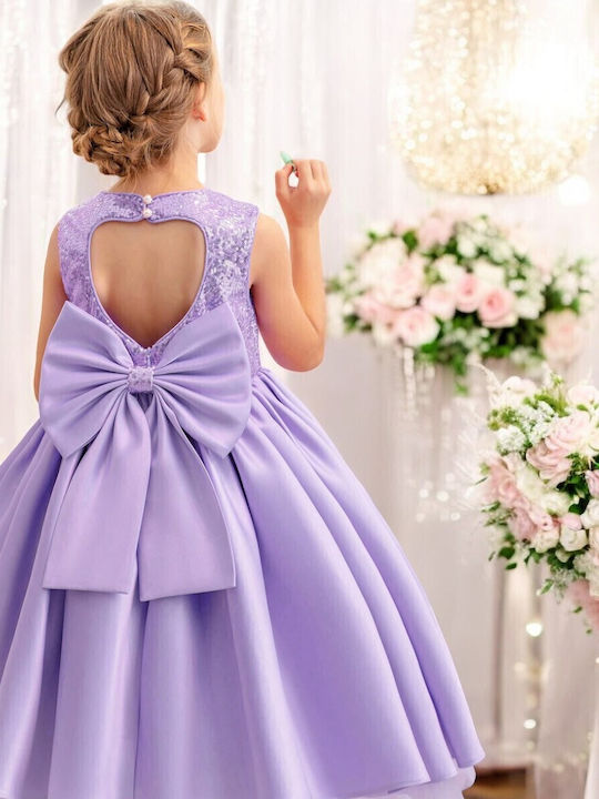 Kinderkleid Ärmellos mit Pailletten Lilac