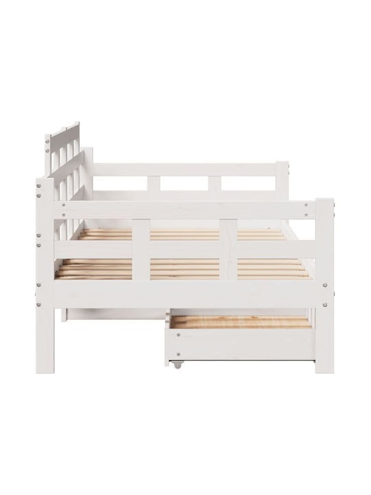 Kids Bed - Sofa Single with Storage Space Beige for Mattress 80x200cm