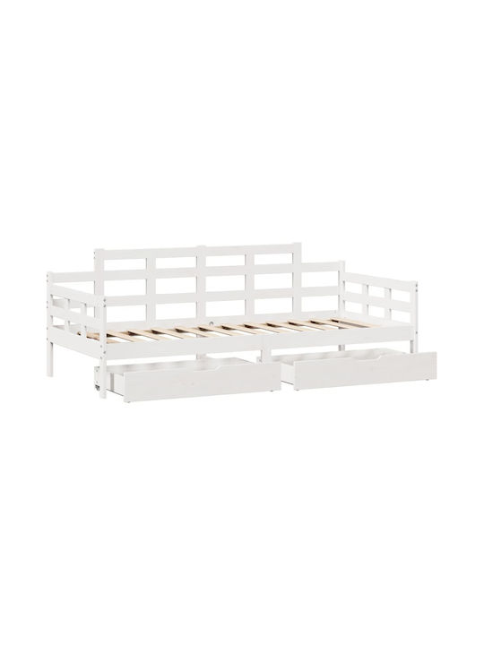 Kids Bed - Sofa Single with Storage Space Beige for Mattress 80x200cm