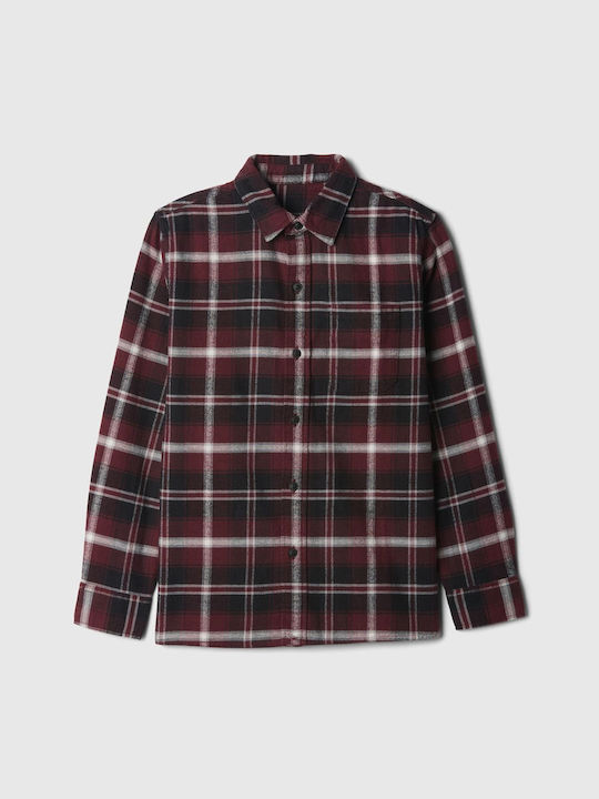 GAP Παιδικό Καρό Πουκάμισο Μακρυμάνικο Burgundy Flannel