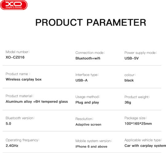 XO Car Carplay Adapter