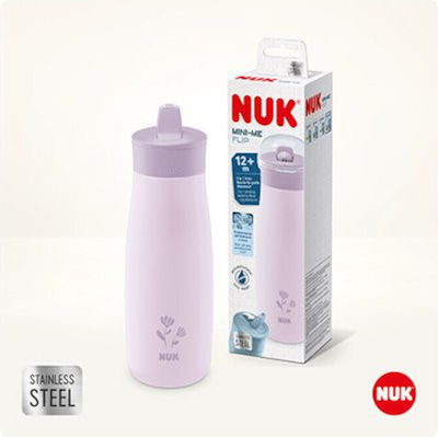 Nuk Mini-me Flip 2 1 Stainless Steel Spout Bottle 12+ Months Lilac 500ml