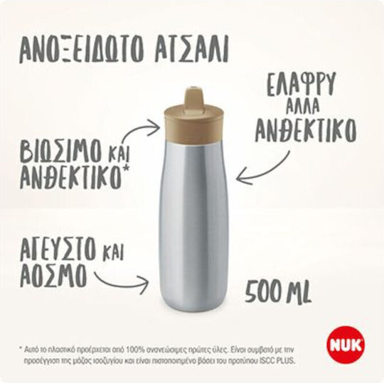Nuk Mini-me Flip 2 1 Stainless Steel Spout Bottle 12+ Months Lilac 500ml